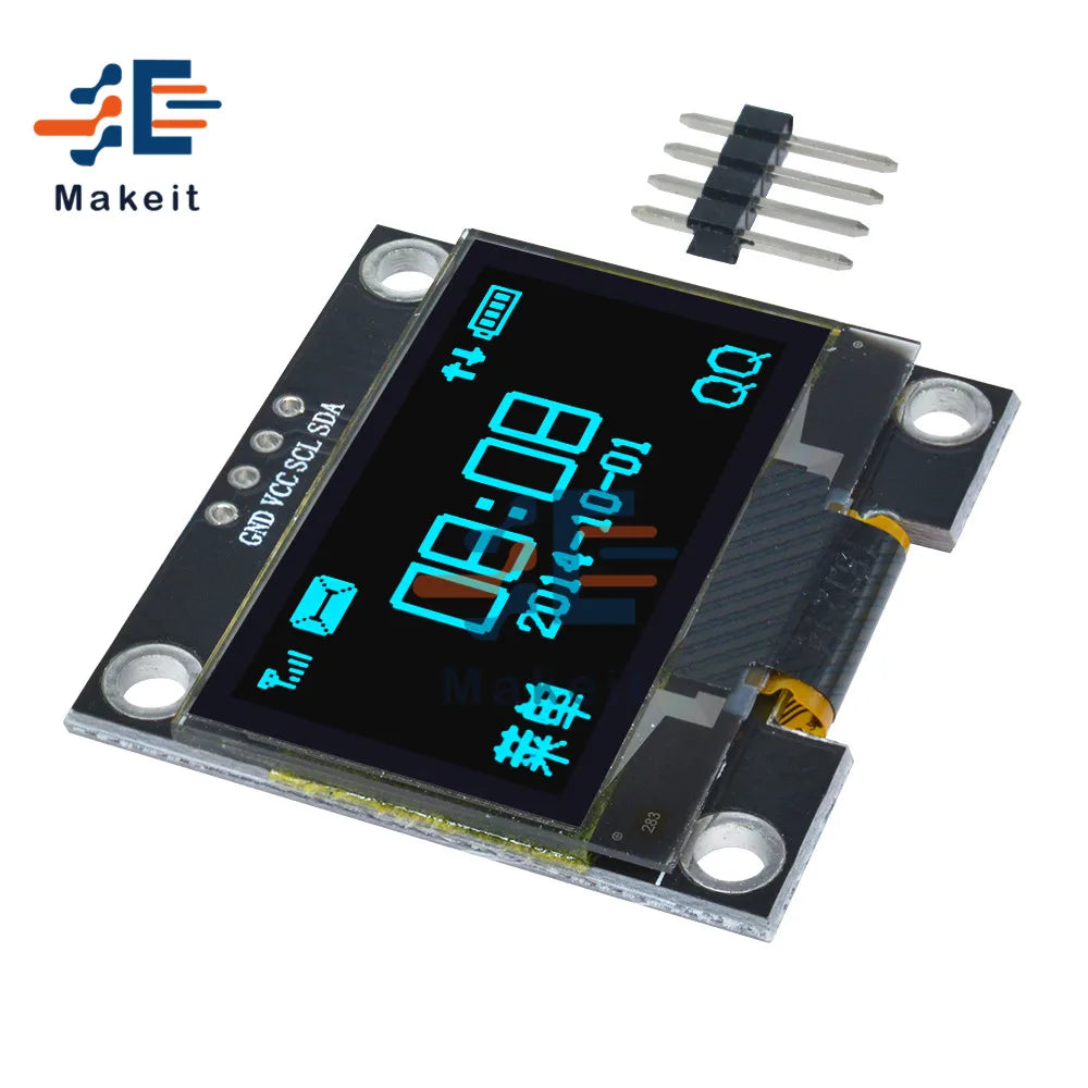 1.3 Inch 1.3" OLED LCD Display White/Blue Screen Module 4PIN IIC I2C Serial 128x64 SSH1106 12864 LCD Screen Board for Arduino
