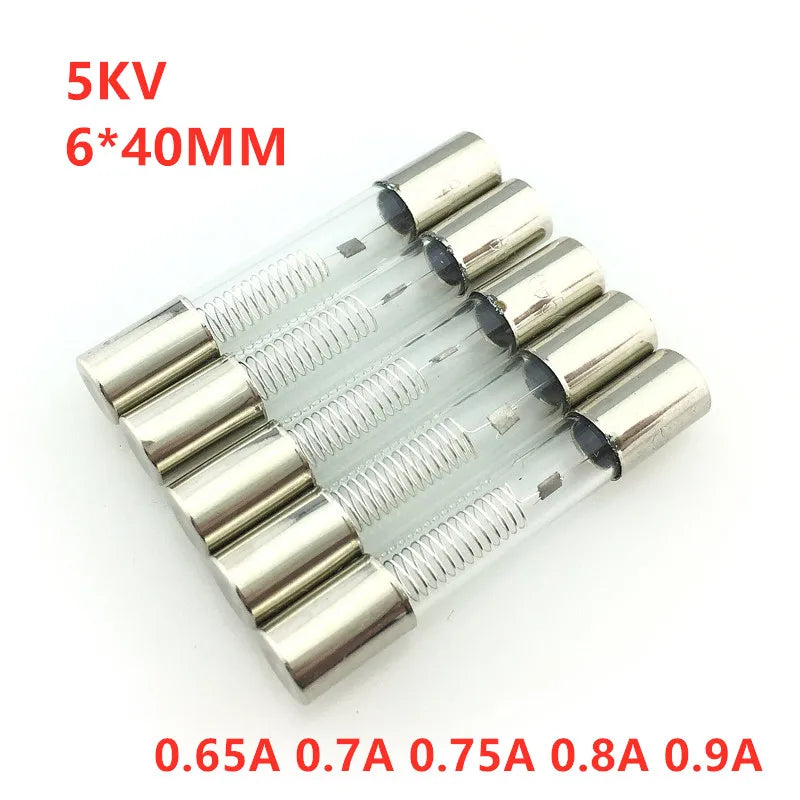 10PCS 5KV Microwave Oven Fuse 6X40MM 0.65A 0.7A 0.75A 0.8A 0.9A Glass Tube Fuse 5000V 700MA 6x40mm High-Pressure Fuse