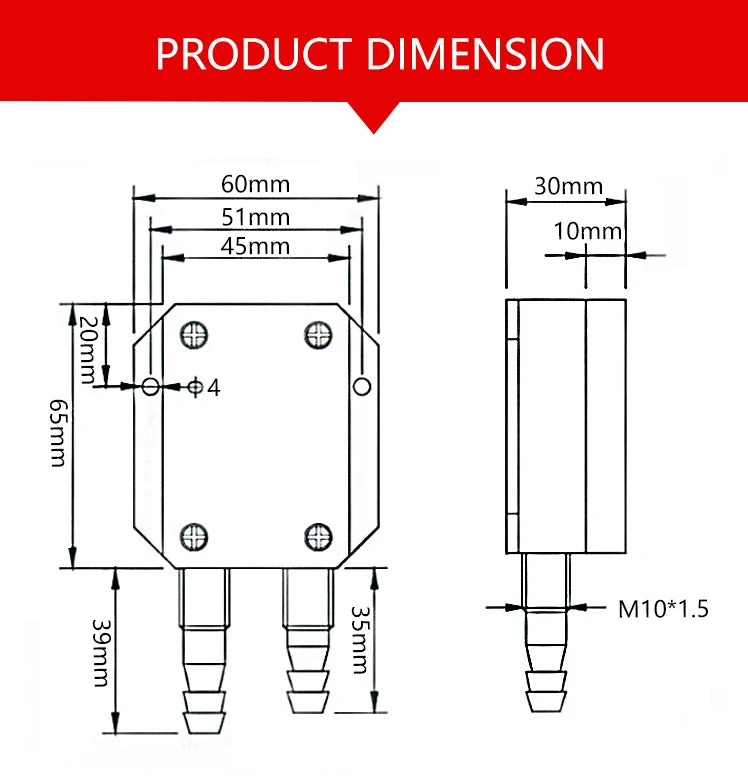 QDF70B -10kPa-10kPa 4-20mA 0-10V Wind Differential Pressure Transmitter Air Pressure Sensor