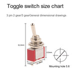 5PCS 6mm Miniature Toggle Switch MTS 102/103/202/203/302/304/402/403 ON-OFF-ON 5A125V 2A250V 3/6/9/12 Pin Mounting Equipment
