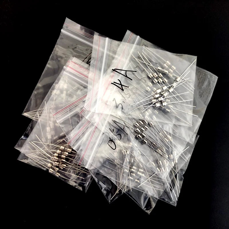 10Kind 100Pcs/lot 3.6*10mm 250V Double Pin Fast blow Glass Fuse Fith Lead Wire Mix Set 0.5A 1A 2A 3A 3.15A 4A 5A 6.3A 8A 10A