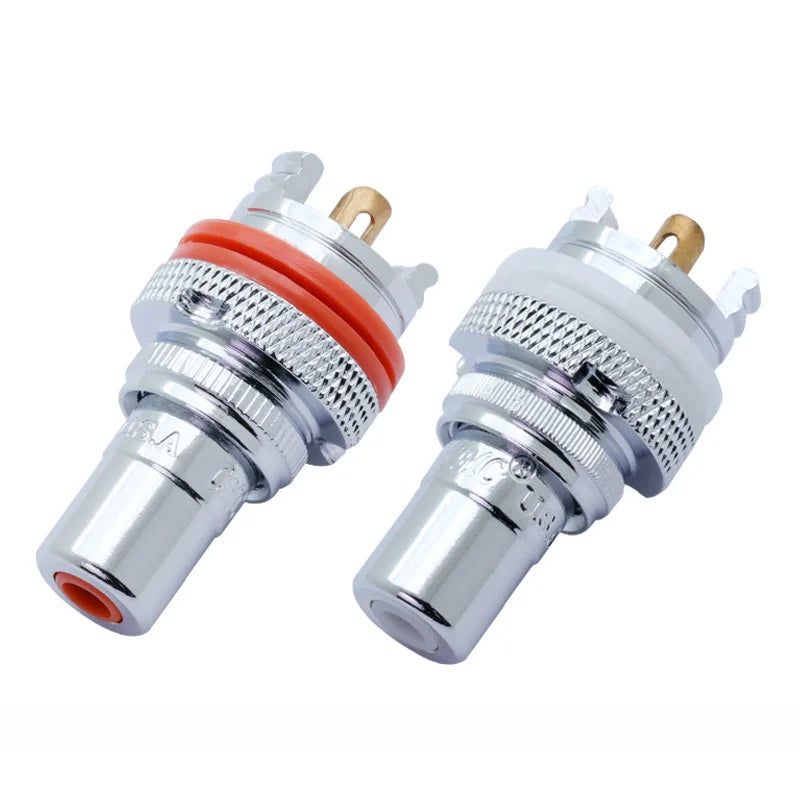 1pair/2pcs Luxury Gold plated RCA Jack Connector Panel Mount Chassis Audio Socket Plug Bulkhead with NUT Solder CUP 3Colors