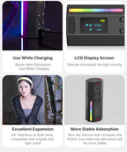 Ulanzi i-Light Mini RGB Tube Light Handheld led Photography Stick Video Fill Lamp Magnetic 2500-9000K for Vlog Youtube