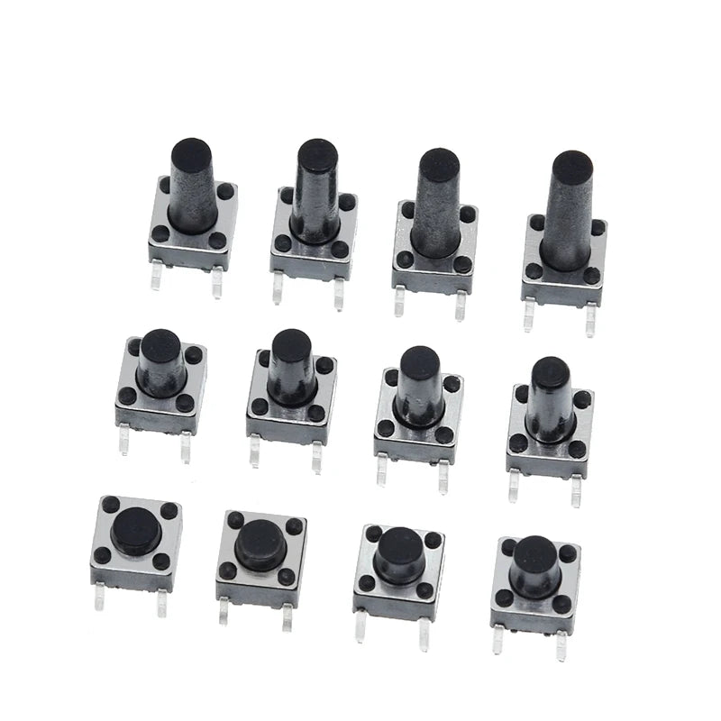 GREATZT 6X6X5/4.3/5.5/6/7/8/9/10/13MM Tact Switch Push Button Switch 12V 4PIN DIP Micro Switch For TV/Toys/home use Button