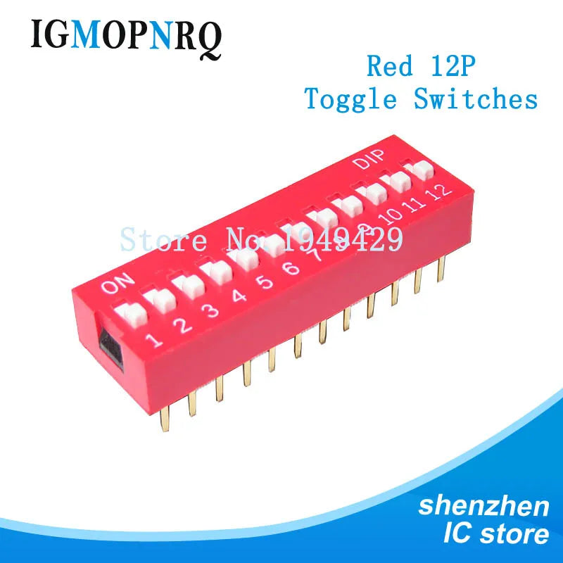 10pcs Slide Type DIP Switch Module 1 2 3 4 5 6 7 8 PIN 2.54mm Position Way DIP Red Pitch Red Snap Switch Dial Switch
