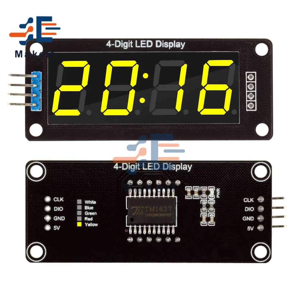 0.56 inch 0.56" TM1637 4-Digit 7 Segments Digital Tube Clock Module 4 Bits Double Dots LED Display Screen Board for Arduino