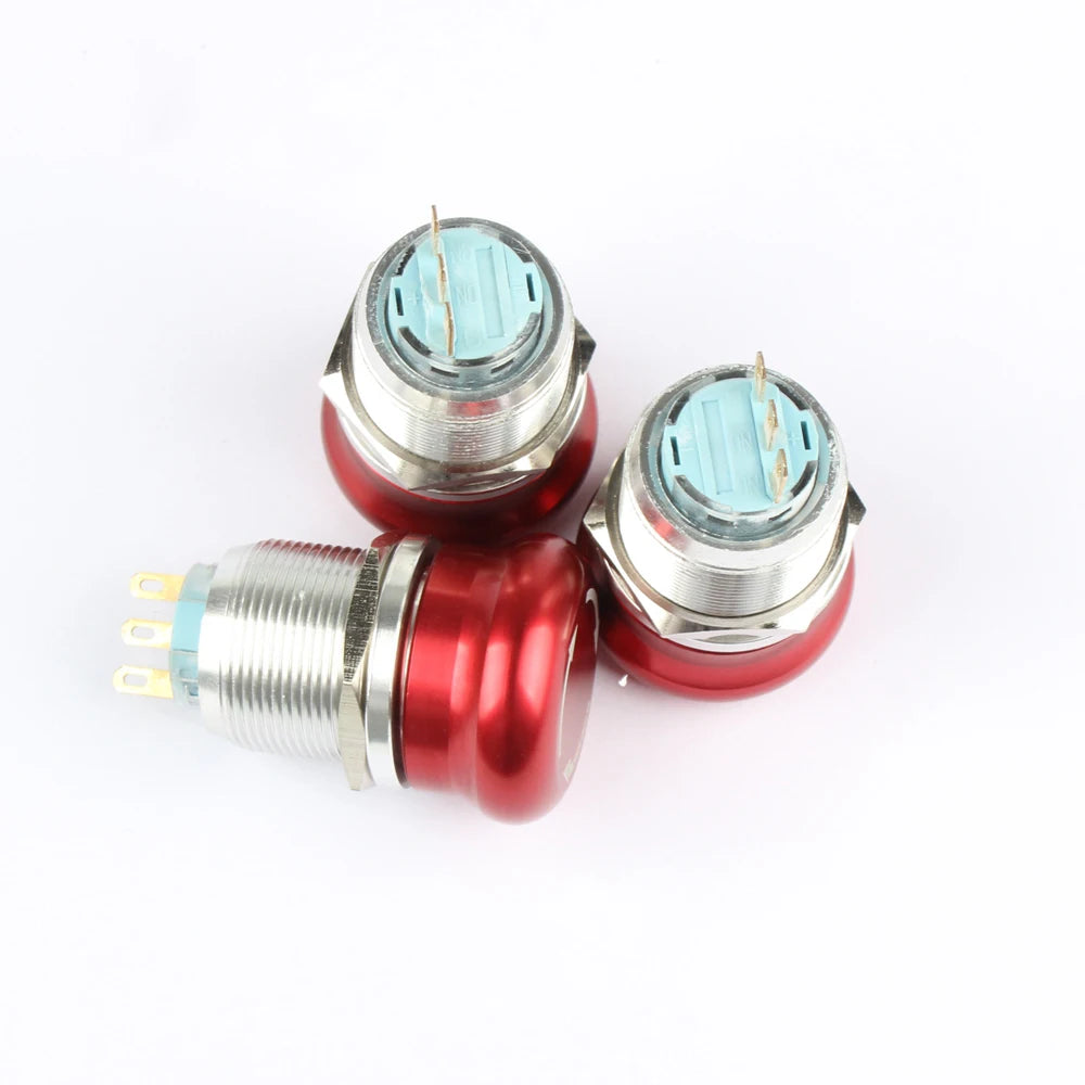 16/19/22mm Metal Aluminum Emergency Stop Switch Push Button Switch Latching NO NC 2NO 2NC Pin Terminal Red Mushroom Stop Button