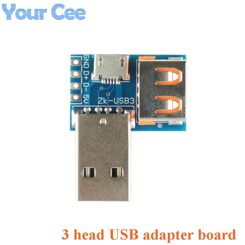 5pcs/1pc USB To DIP Adapter Pin Board Micro / Mini / Port USB Male and Female Head 2.0/3.0/3.1 Type-C to DIP Converter Plate