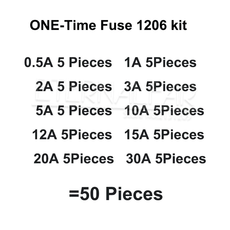 A One Time Positive Disconnect SMD Restore Fast Acting Fuse 1206 3216 0.5A 1A 2A 2.5A 3A 4A 5A 6A 7A 8A 10A 12A 15A 20A 30A KIT