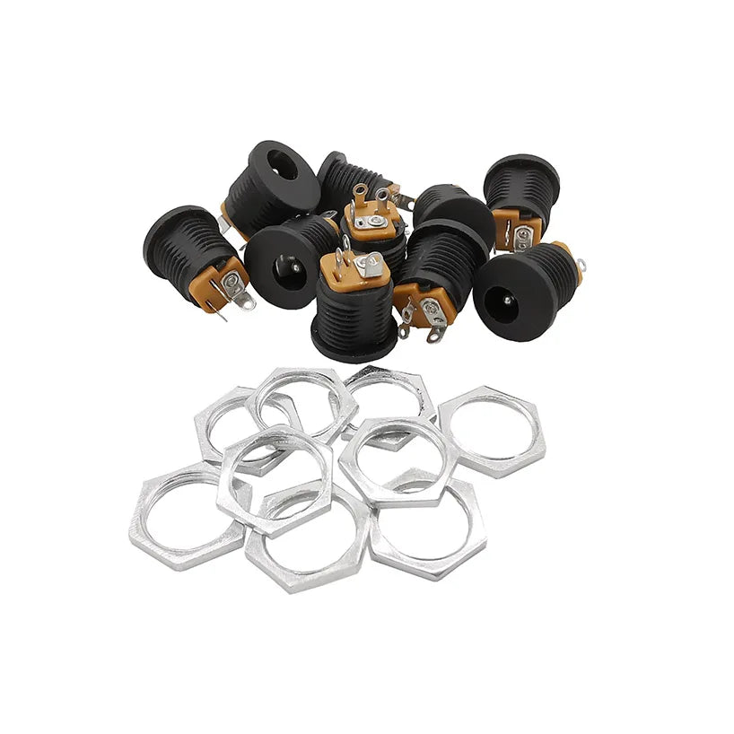DC-022 5.5x2.1mm DC Power Female Socket Connector DC Plug Jack Screw Nut Interface Panel Mounting Socket Connector DC022 5.5*2.1