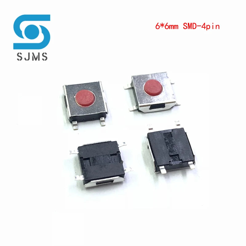 20/100PCS/LOT 6*6*2.5 / 3.1 / 3.7 / 4.3 mm SMD Switch 4 / 5 Pin feet Touch Micro Switch Push Button Switches Red 6X6 Tact Switch