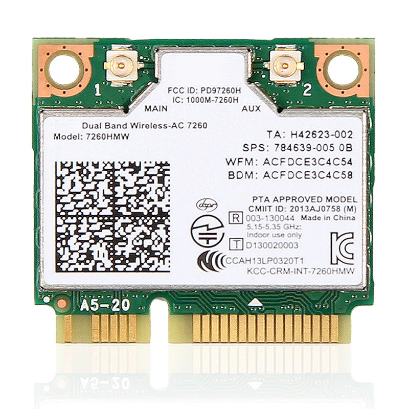 1200Mbps Dual Band 802.11AC  for Intel7260 7260AC 7260HMW 2.4/5GHZ 867M Wifi Bluetooth 4.0 Mini PCIe Wireless Network Wlan Card