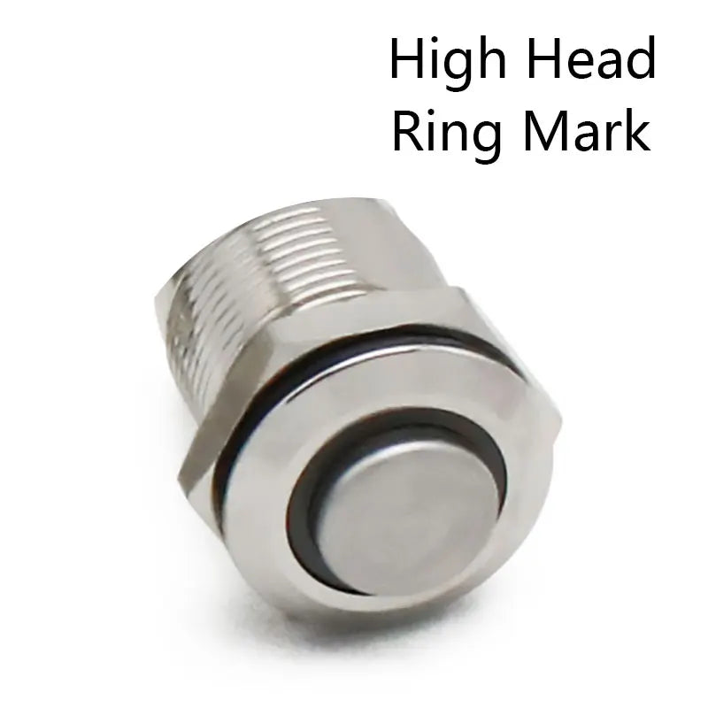 12mm Flat High Head Waterproof Metal Push Button Switch LED Light Momentary Latching Car Engine Computer PC Power Switch 3-380V