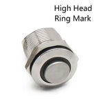 12mm Flat High Head Waterproof Metal Push Button Switch LED Light Momentary Latching Car Engine Computer PC Power Switch 3-380V