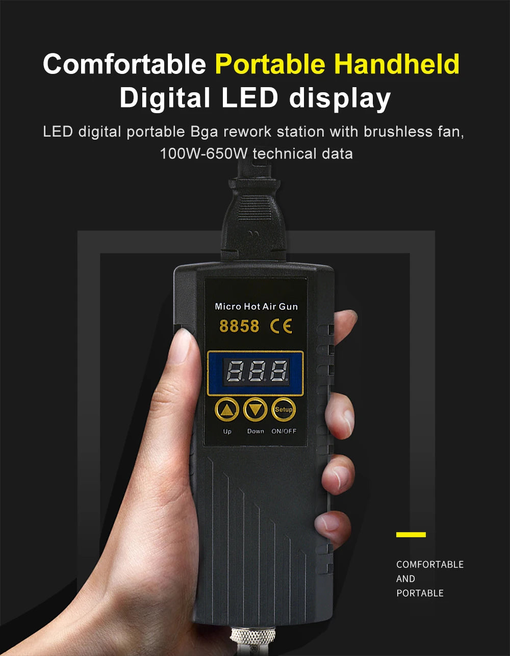 JCD 750W Heat Gun Digital Display Micro Rework Soldering Station Hot Air Gun For Welding Repair Tool Hair dryer 8858