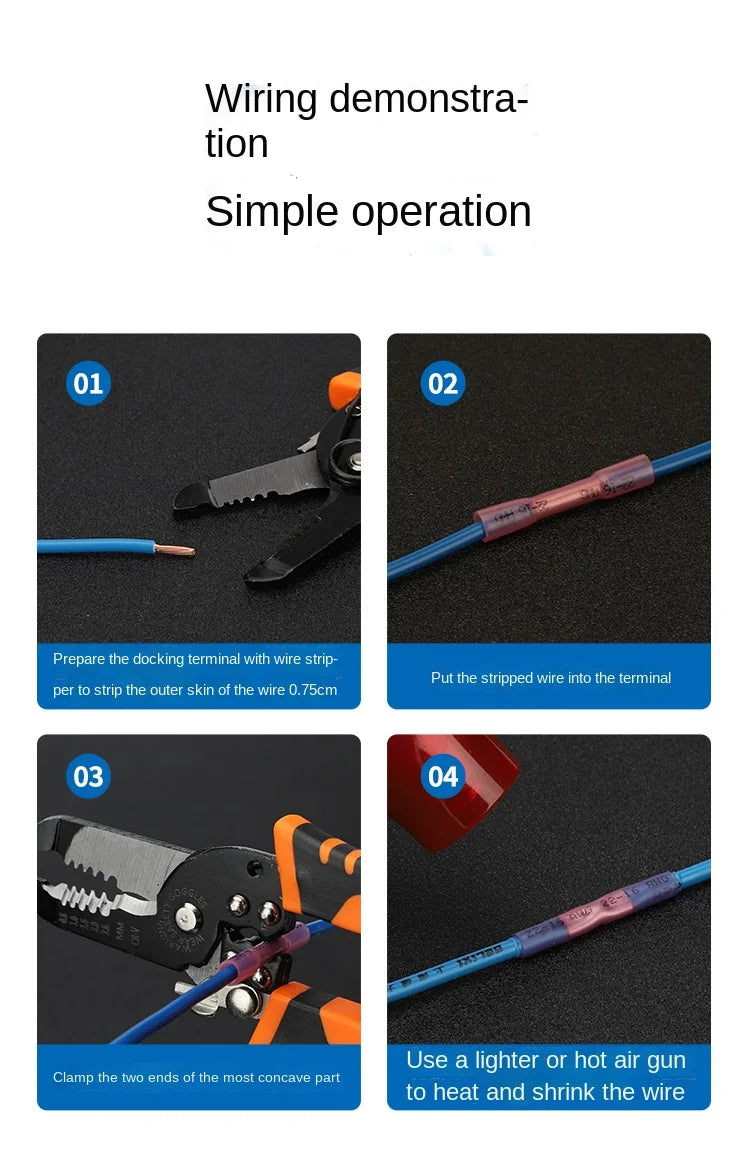 20/50pcs Wire Connection Pipe Terminal Heat Shrink Butt Crimp Terminals Waterproof Insulated Seal Wire Connectors Heat Shrinkab