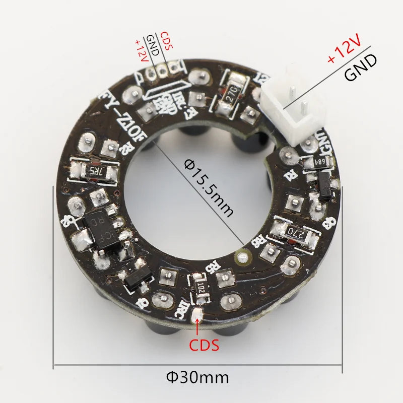 940nm 90 degrees 10 Grain IR LED board CCTV Accessories infrared light for Surveillance cameras night vision diameter 30mm