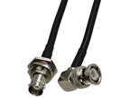 1pcs RG58 BNC Female Jack Bulkhead Nut to BNC Male Plug Right Angle RF Coaxial Connector Pigtail Jumper Cable New 6inch~5M