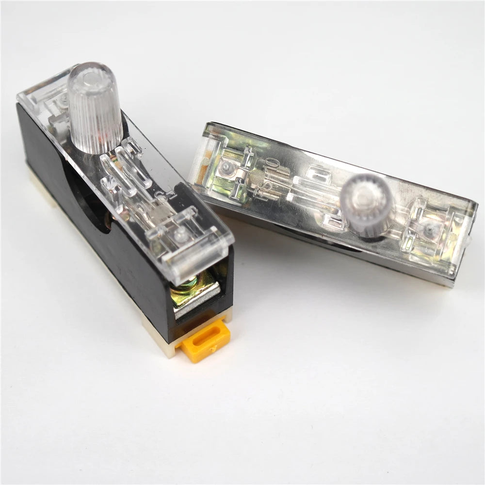 FS-101 Din Rail Mount Single Pole 6X30mm 10A Fuse Holder Glass Fuse Tube Fuse Casing Fuse socket with indicator light FuseHolder
