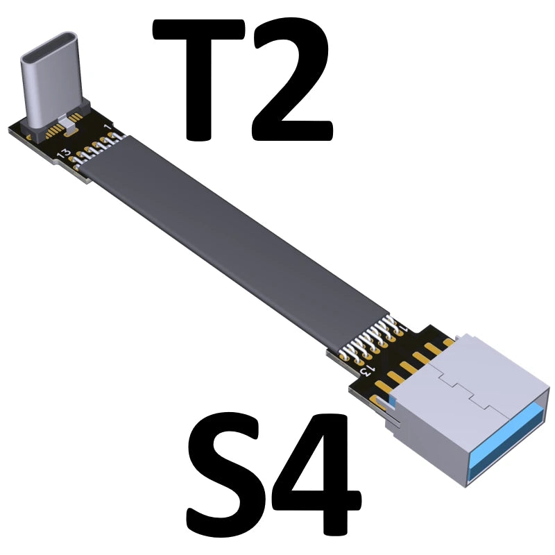 USB Type-C Ribbon Cable Flat EMI shielding FPC Cable USB 3.0 Type C 90 degree Angle Connector up downward 5cm-3m USB 3.1