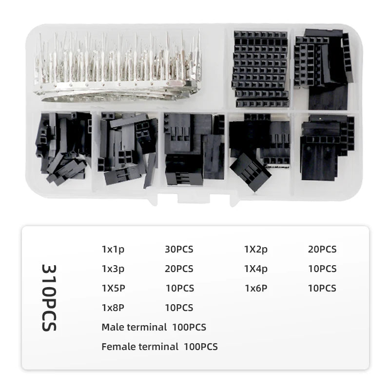 Dupont Connector 2.54mm Cable Jumper Wire Pin Header Housing Kit Male Crimp Pins+Female Pin Terminal Connector Electric Cable
