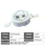 High Power LED Chip IR Infrared 3W 5W 680nm 740nm 800nm 850nm 880nm 940nm 980nm Emitter Diode Light Lamp for Night Vision Camera