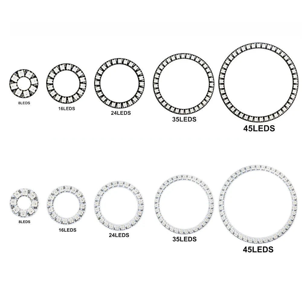 WS2812b Led Ring Addressable 8/16/24/35/45Leds 5050 RGB Led Diode Ring Color IC Built-in LED