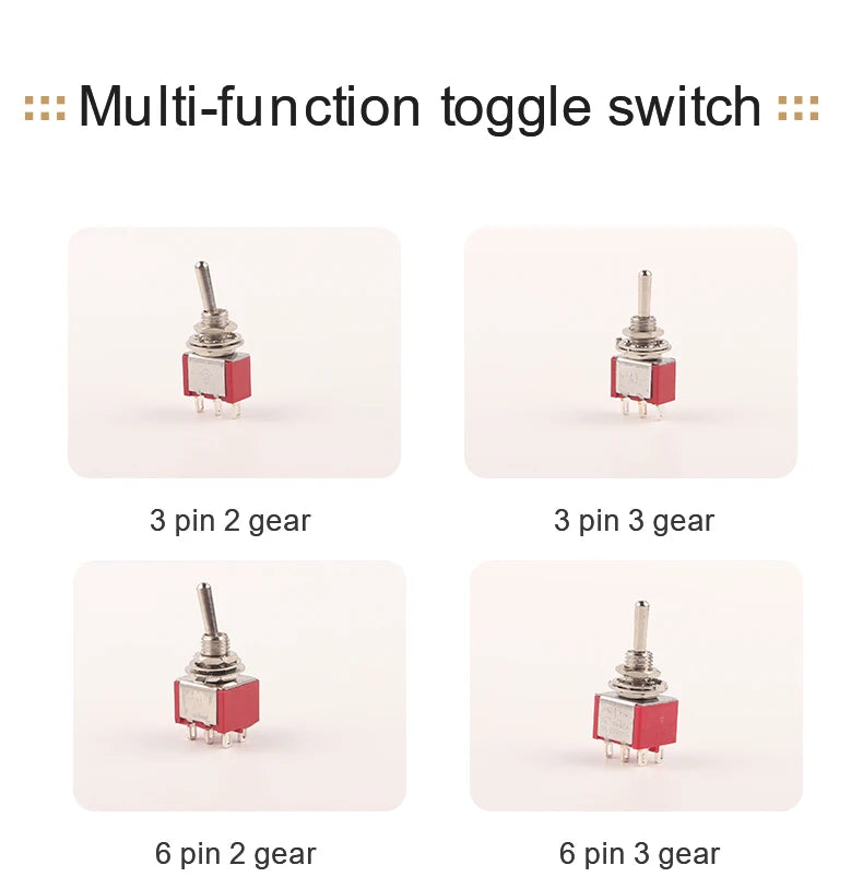 5PCS 6mm Miniature Toggle Switch MTS 102/103/202/203/302/304/402/403 ON-OFF-ON 5A125V 2A250V 3/6/9/12 Pin Mounting Equipment