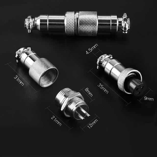 1Set GX12 Docking 2 3 4 5 6 7Pin Male& Female Circular Panel 12mm Metal Aviation Connector Butt Joint Aviation Plug Socket