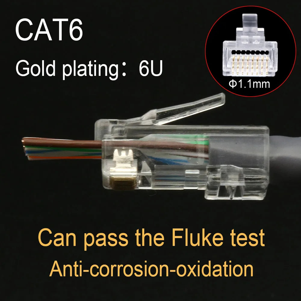 Xintylink RJ45 Connector CAT6 50U/6U Ethernet Cable RG45 Plug CAT5E UTP 8P8C RJ45 CAT6 Network Modular LAN Jack CAT5 Keystone