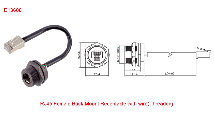 RJ45 CAT5E CAT6A Shield Waterproof RJ45 Ethernet IP67 Connector PCB Panel Mount With Pigtail Cable Outdoor Connector L = 0.3M