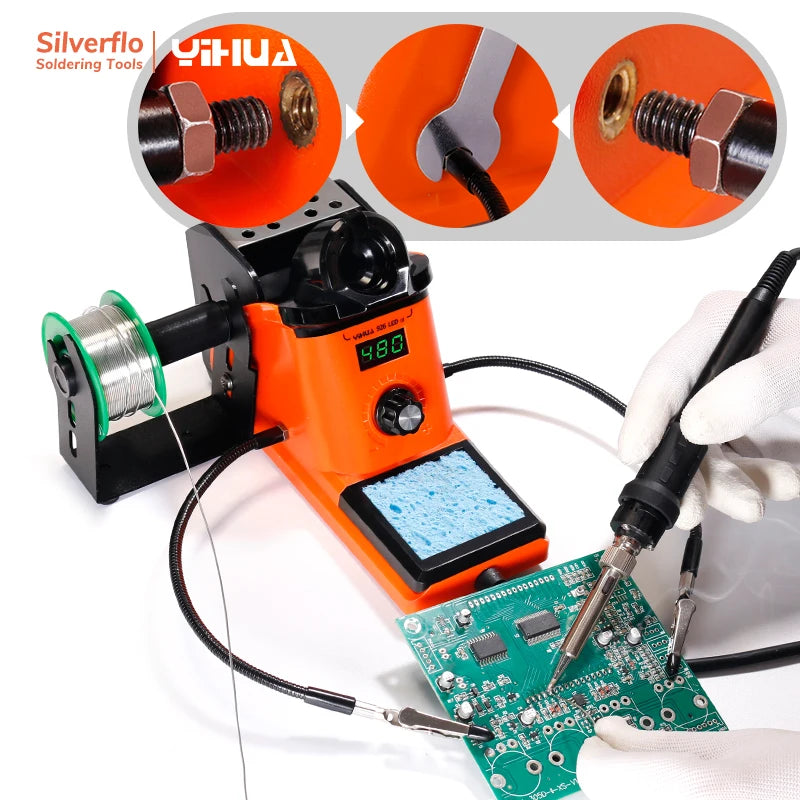 YIHUA 926LED-III Digital Electric Soldering Iron Kit with Helping Hands 960I Adjustable Temperature Portable Soldering Station