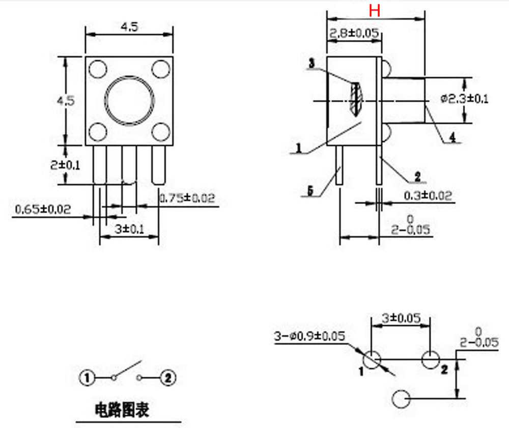 50pcs Micro Switch 4.5*4.5 Button Momentary Tactile Tact Push 3 Pin DIP Rgiht Angle 4.5x4.5x3.8/4.3/4.5/4.8/5/6/7/8 mm