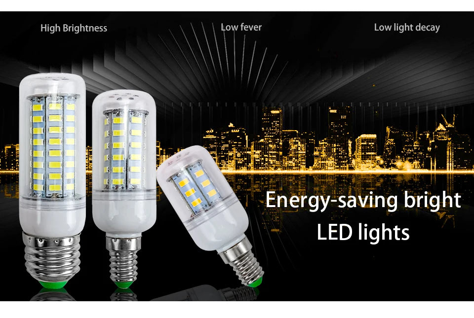 E27 LED Lamp AC 220V 230V Corn Lamp 24 36 48 56 69 72leds Lampada Led Bulb SMD5730 Led Lamp Light E14 Chandelier Lighting 240V