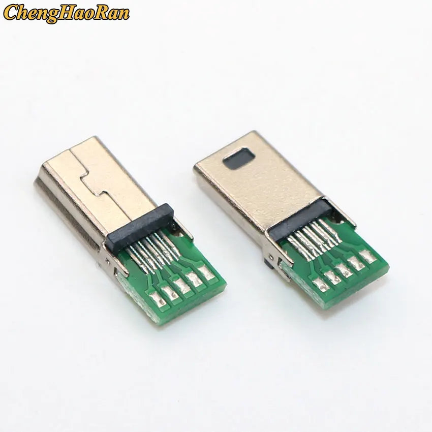 ChengHaoRan 5pcs Mini USB 10P Plug Socket Charging Adapter W/ PC Board Mini 10 Pin Male USB Data Cable Connector