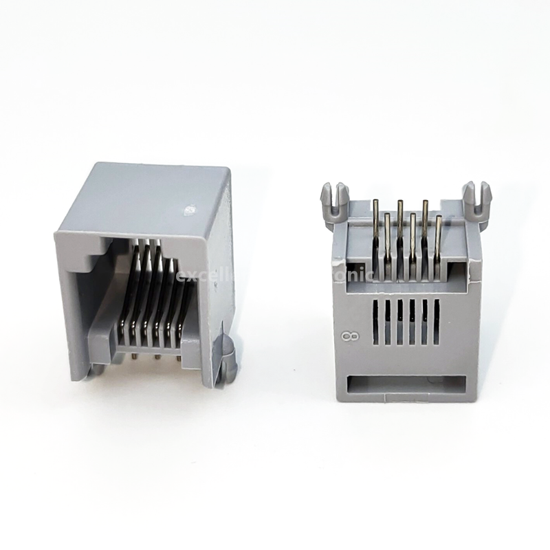 5/10Pcs RJ11 Telephone Socket 4P4C 6P4C 6P6C Plug Horizontal Right Angle 4 Pin/6 Pin Female Socket PCB Connector Gray