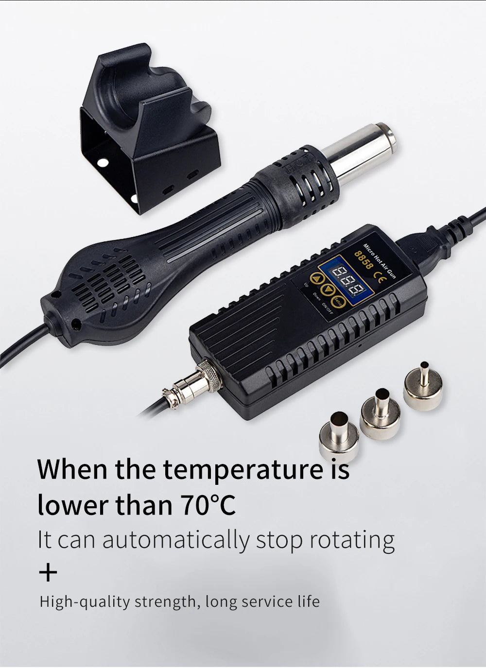 JCD 750W Heat Gun Digital Display Micro Rework Soldering Station Hot Air Gun For Welding Repair Tool Hair dryer 8858