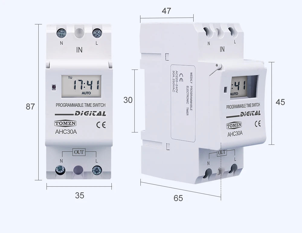 TOMZN New Type Din Rail Single Phase Weekly Ogrammable Digital TIME SWITCH Relay Timer Control AC 220V 230V 12V 24V 48V 16A