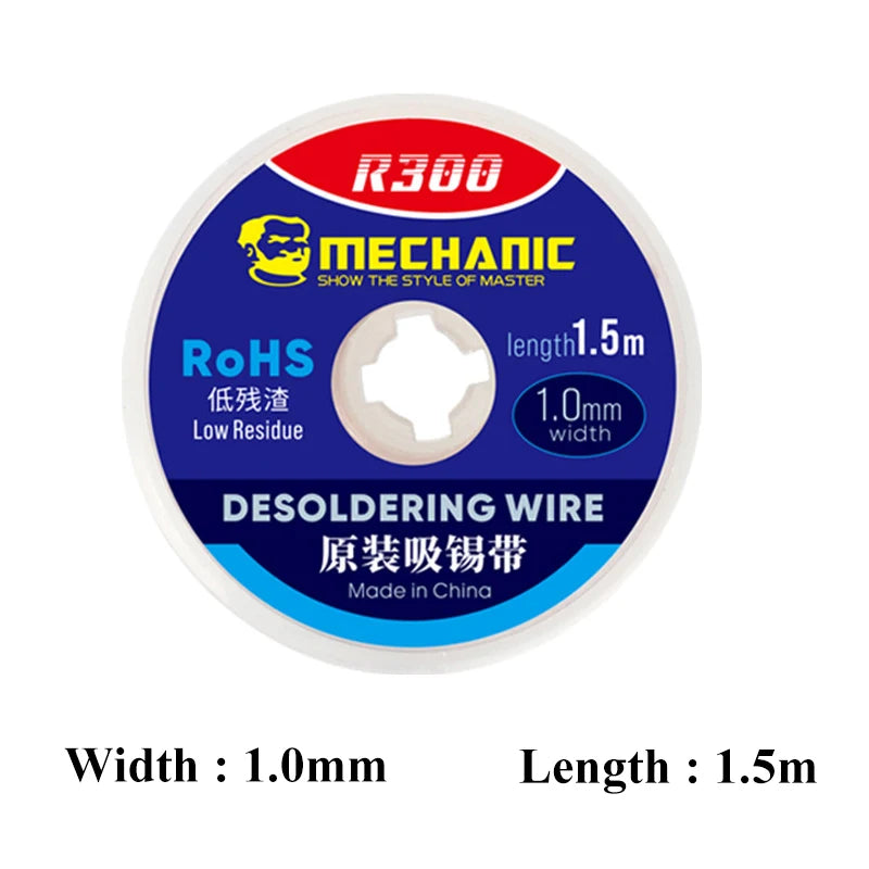 5pcs/lot MECHANIC Desoldering Braid 1.0/1.5/2.0/2.5/3.0/3.5/4.0mm 1.5M Length Welding Solder Remover Wick Wire BGA Repair Tools