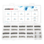6x30 Fast Blow Glass Tube Fuses Set 6*30 0.5A 1A 2A 3A 4A 5A 6A 8A 10A 12A 15A 250V 125V 12V Assorted Kit with Box 55pcs