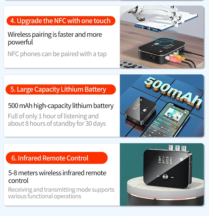 Bluetooth 5.0 Receiver Transmitter FM Stereo AUX 3.5mm Jack RCA Optical Wireless Audio Adapter Remote Control For TV  Car Kit