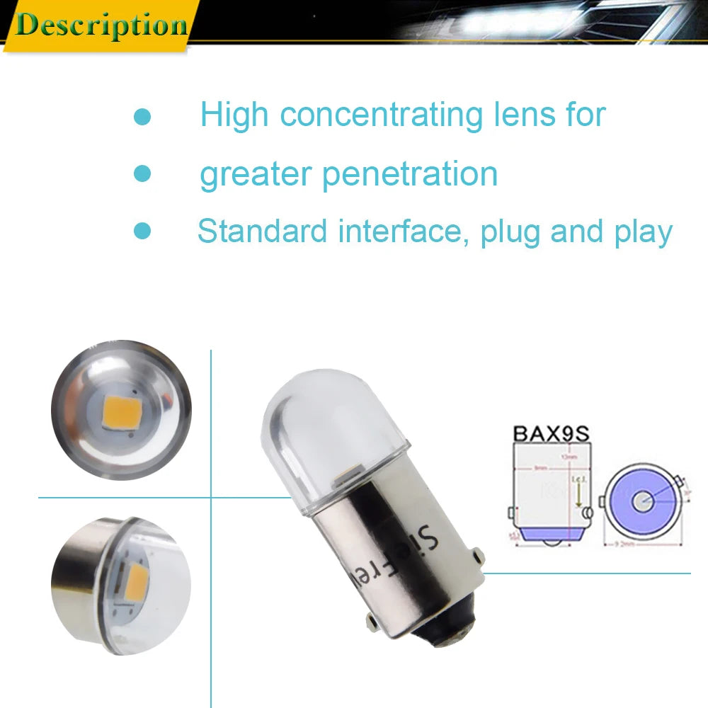 10X BA9S T4W BAX9S BAY9S BAW9S LED Lights Bulb For Auto Interior Dome Map Reading Light Side Marker Lamp Warm White 6V 12V 24V