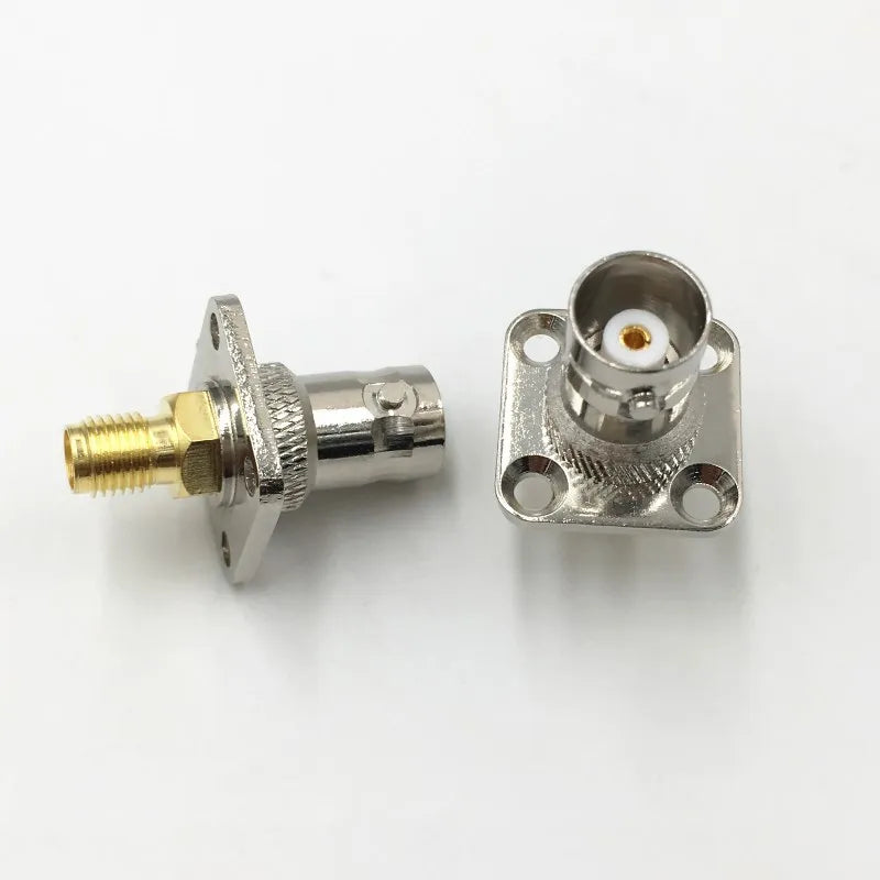 10Pcs Brass SMA Female to BNC Female Plug SMA / BNC  F/F with 4 Hole Flange Mount Adapter Connector