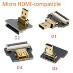 A4 Flexible HDMI-Compatible FFC FPV Ultra Thin Micro HDMI Female A4 Flat Cable Cord to HDMI Mini 90 Degree Micro Male FPC