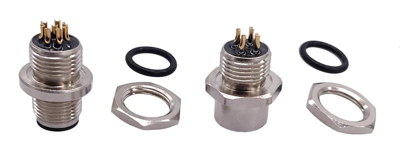 M12 Panel Back Mount Flange Socket Sensor Connector Waterproof Screw Threaded Coupling Male Female 3 4 5 8Pin M1216