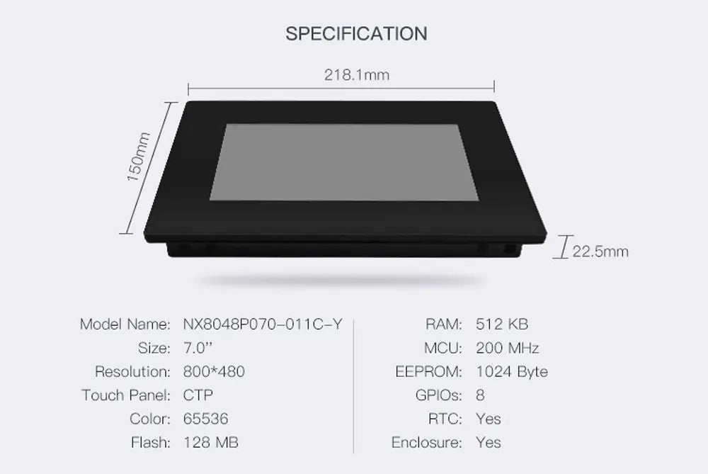 NEXTION 7 Inch  Intelligent Resistive/Capacitive LCD Touch Display NX8048P070-011C/R-Y Multifunction HMI Module With Enclosure