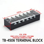 1Pcs Dual Row Barrier Screw Terminal Block Strip Wire Connector  600V 45A 3/4/6/10/12 Positions Optional