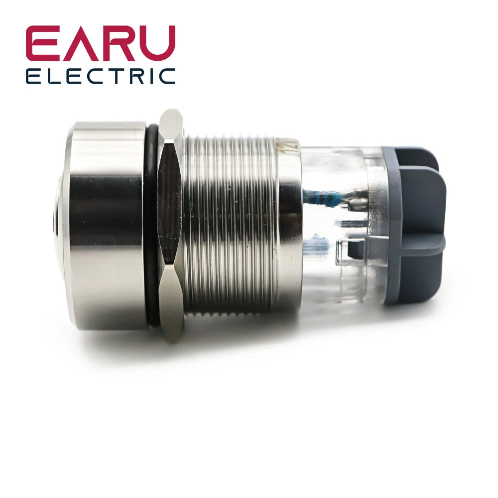 22mm IP67 Ultrashort Flash LED Alarm Indicator Light Signal Lamp Flashmetal Buzzer 12V 24V 220V Intermittent Sound Waterproor