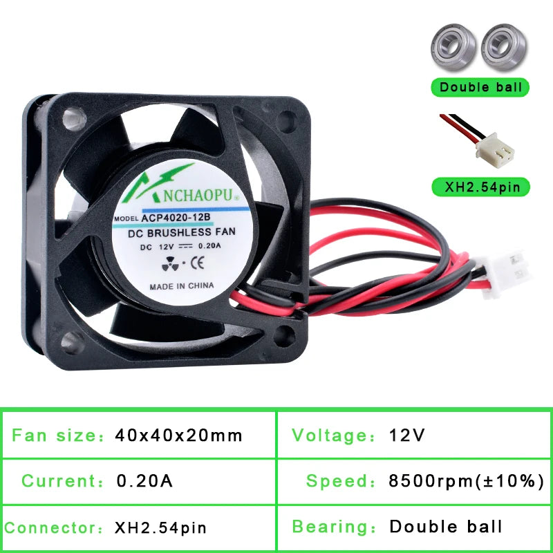 ACP4020 4cm 40mm Fan 40x40x20mm DC5V 12V 24V Cooling Fan for Inverter Router Inverter Power Supply