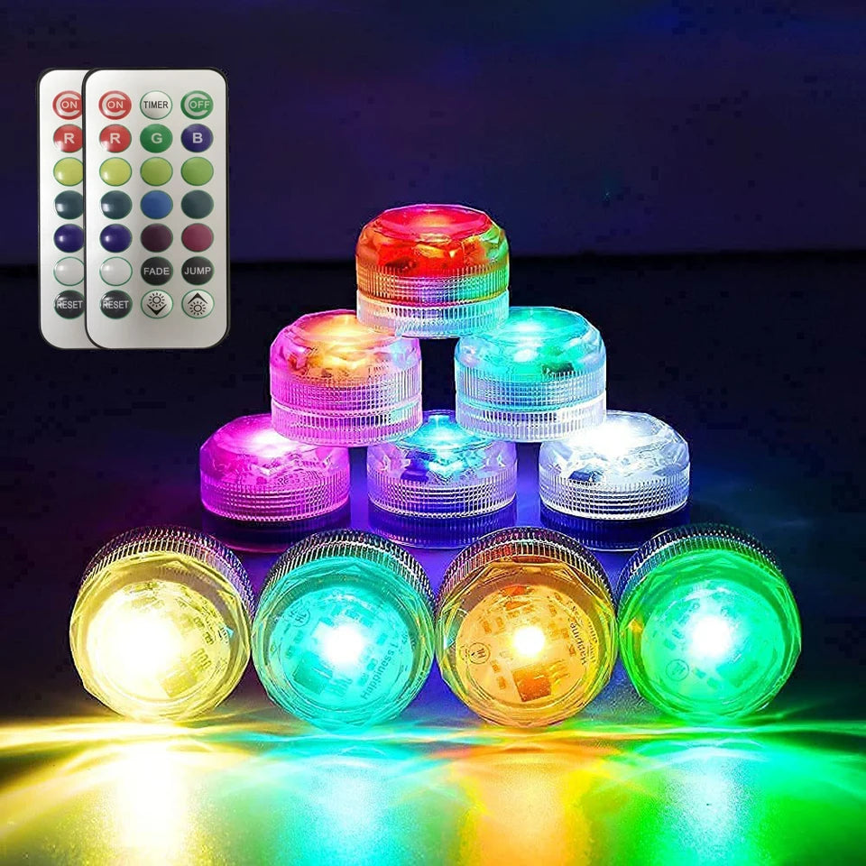 Underwater RGB Submersible Lights Wireless LED Car Interior Ambient Light Remote Control Decor Auto Roof Foot Atmosphere Lamp